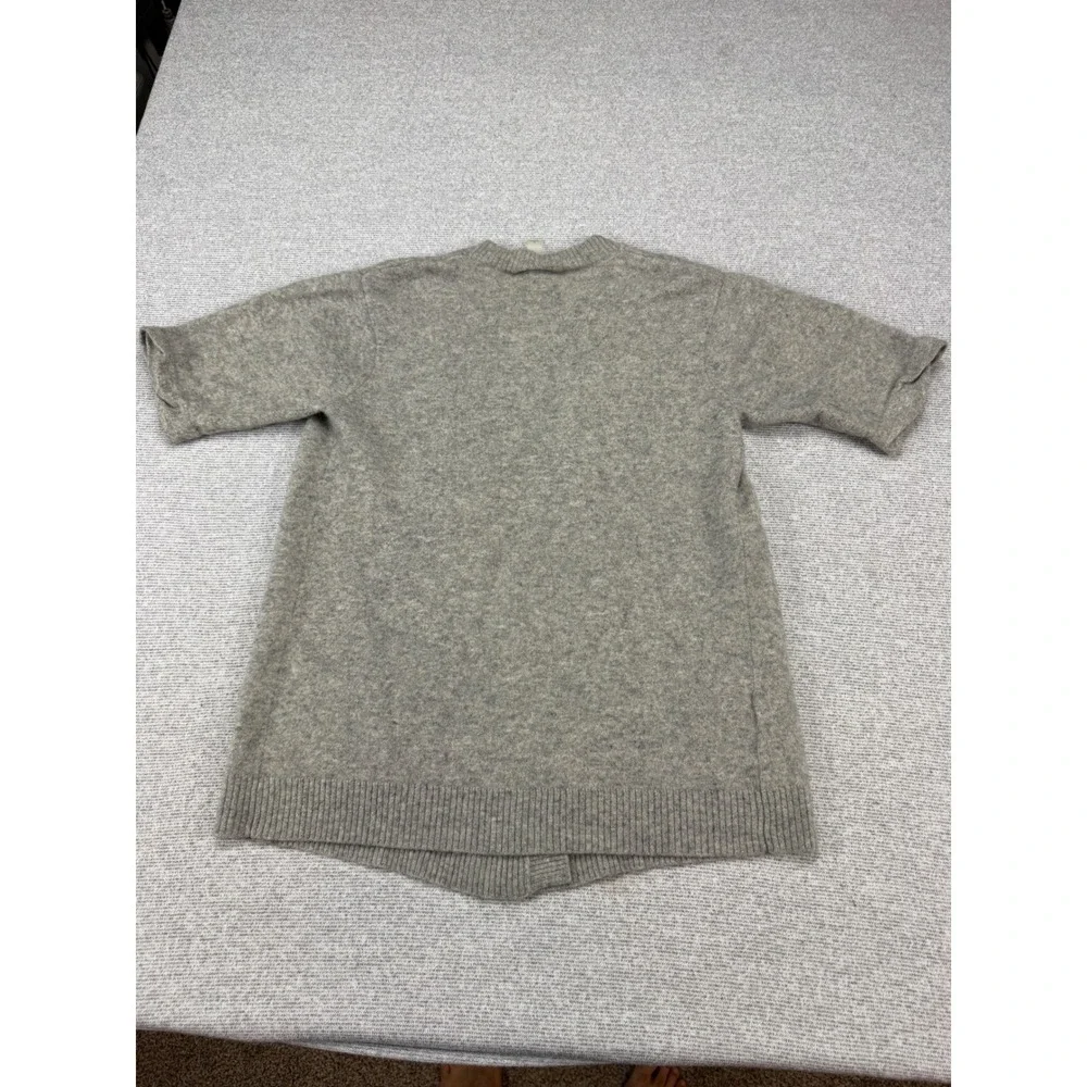 Ann Taylor Loft Womens Gray 100% Cashmere Short Sleeve Open Front Cardigan Large